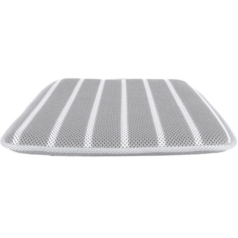 Shower Seat Cushion Soft 4D Mesh Fabric Breathable Shower Chair Pad Gray White Striped for Shower Benches Sitting