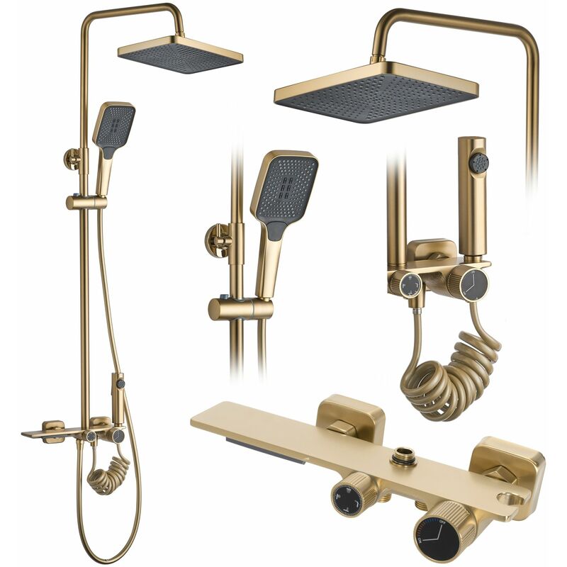 Shower Set REA Helix Brush Gold