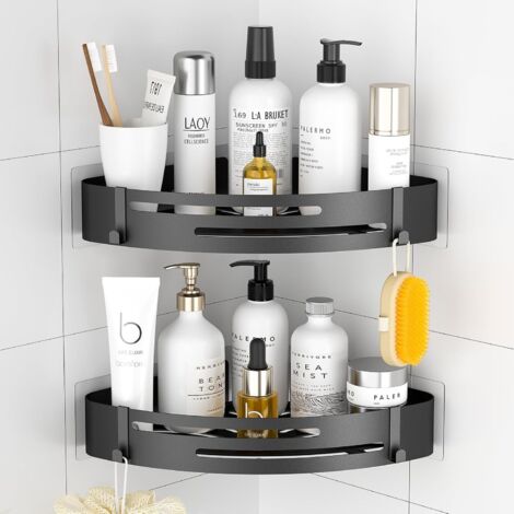 Shower Shelf No Drilling Corner: Stainless Steel Bathroom Set, Bathroom Storage - Black