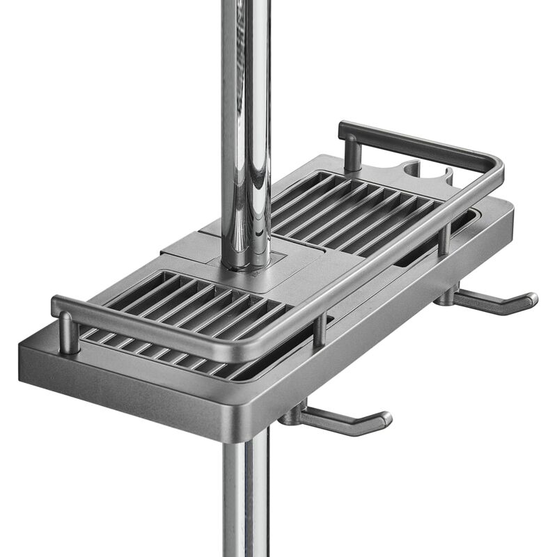 Tinor Shower Shelf No Drilling Shower Caddy For Pole With Shower Head Holder, Bathroom Storage Shelf For Shampoo Soap, And 2 Hooks For 21-25mm Shower Rod