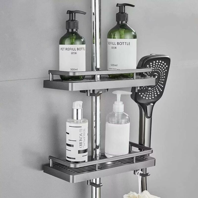 Boed - Shower Shelf Shower Soap Dish Bathroom Shower Storage, No Drilling, Rust Resistant Self Adhesive Wall Mount with Shower Soap Dish, Hooks and