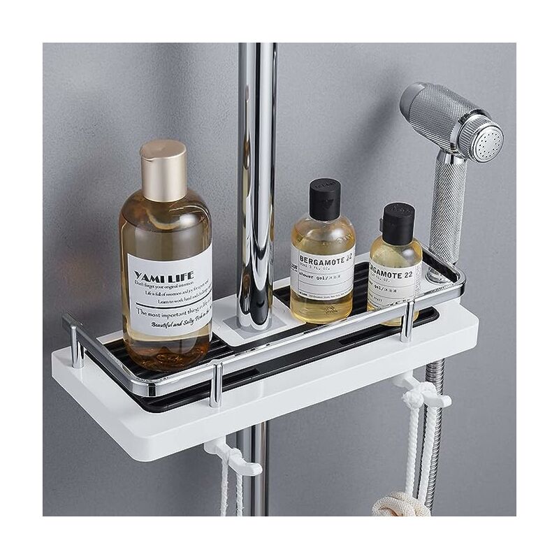 Boed - Shower Shelf Shower Soap Dish Bathroom Shower Storage, No Drilling, Rust Resistant Self Adhesive Wall Mount with Shower Soap Dish, Hooks and