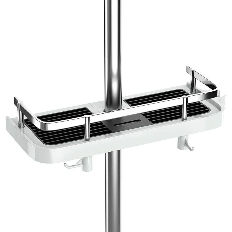 Shower Shelf Without Drilling Adjustable Shower Shelf For The Shower Rod Bathroom Storage With Shower Holder Shelf With 2 Small Hooks