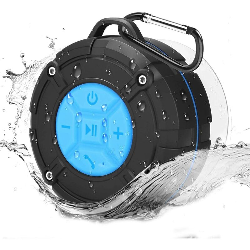 Shower Speaker Bluetooth, IPX7 Waterproof Bathroom Shower Radio with Suction Cup, Blue