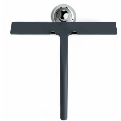 Shower Squeegee with Suction Cup Holder-28 cm Black-Window Squeegee for Bathroom-Silicone Stainless Steel Windows Hook Included Shower Accessories Household Cleaning Material