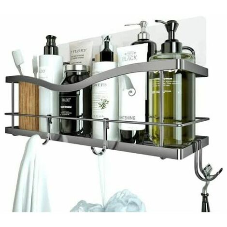 Shower Storage Shelf - Black Wall Mounted Shower & Bath Storage Shelf
