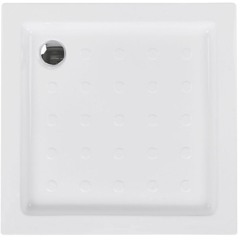 Minimalist Anti-Slip Shower Tray with Drain White 90 x 90 x 7 cm Esteli - White