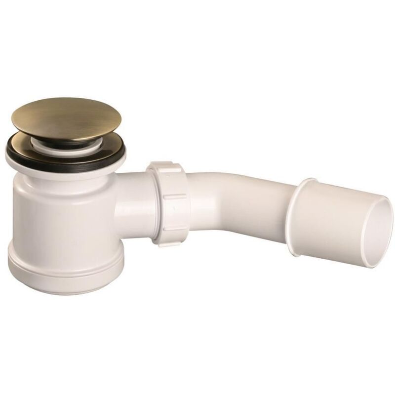Shower Tray Clack Drain Waste Trap 50mm Antique Brass Cap Easy Cleaning