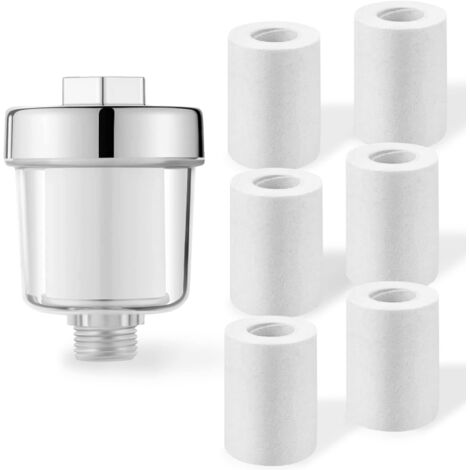 Shower Water Filter Anti-Limescale Shower Filter with 6 Thickened Filter Cartridges Effectively Filters Impurities in Water, for Faucets or Showers