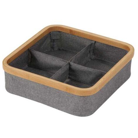 Showerdrape Cotswold Grey & Bamboo Storage Tray with 4 Compartments