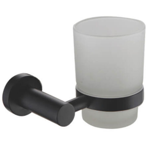 Showerdrape Modernity Black Stainless Steel Wall Mounted Frosted Glass Toothbrush Holder