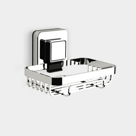 Showerdrape Pushloc Stainless Steel Suction Wall Mounted Soap Basket