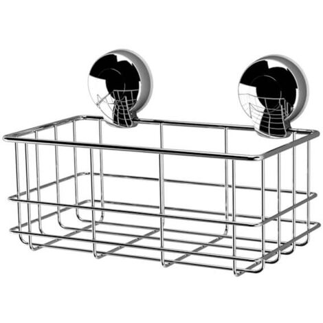 Showerdrape Suctionloc Chrome Steel Suction Wall Mounted Bottle Basket