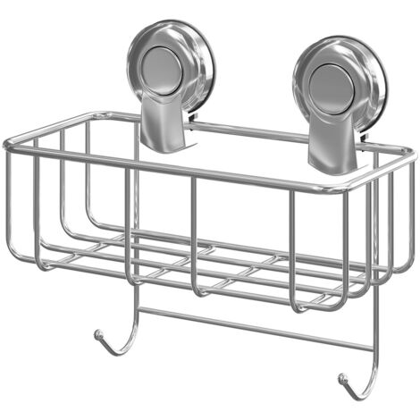 Showerdrape Suctionloc Chrome Steel Suction Wall Mounted Sponge Basket