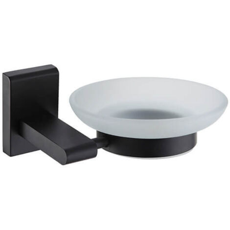 Showerdrape Unity Black Stainless Steel & Frosted Glass Wall Mounted Soap Dish