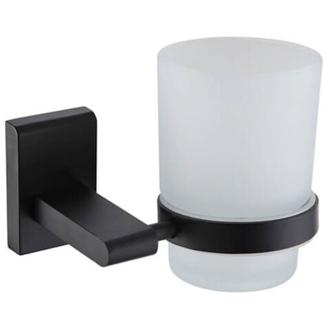 Showerdrape Unity Black Stainless Steel & Frosted Glass Wall Mounted Toothbrush Holder