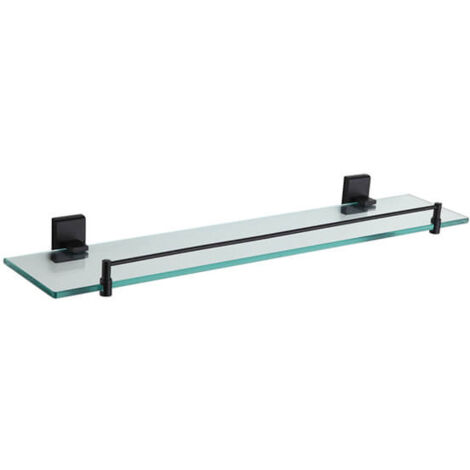 Showerdrape Unity Black Stainless Steel Wall Mounted Glass 50cm Vanity Shelf