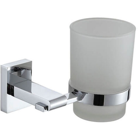 Showerdrape Unity Chrome Stainless Steel & Frosted Glass Wall Mounted Toothbrush Holder