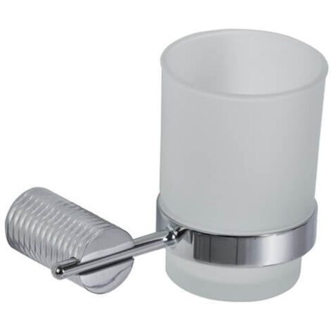 Showerdrape Vitality Chrome Stainless Steel & Frosted Glass Wall Mounted Toothbrush Holder