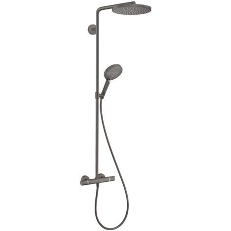 Showerpipe 240 1jet PowderRain noir chromé brossé