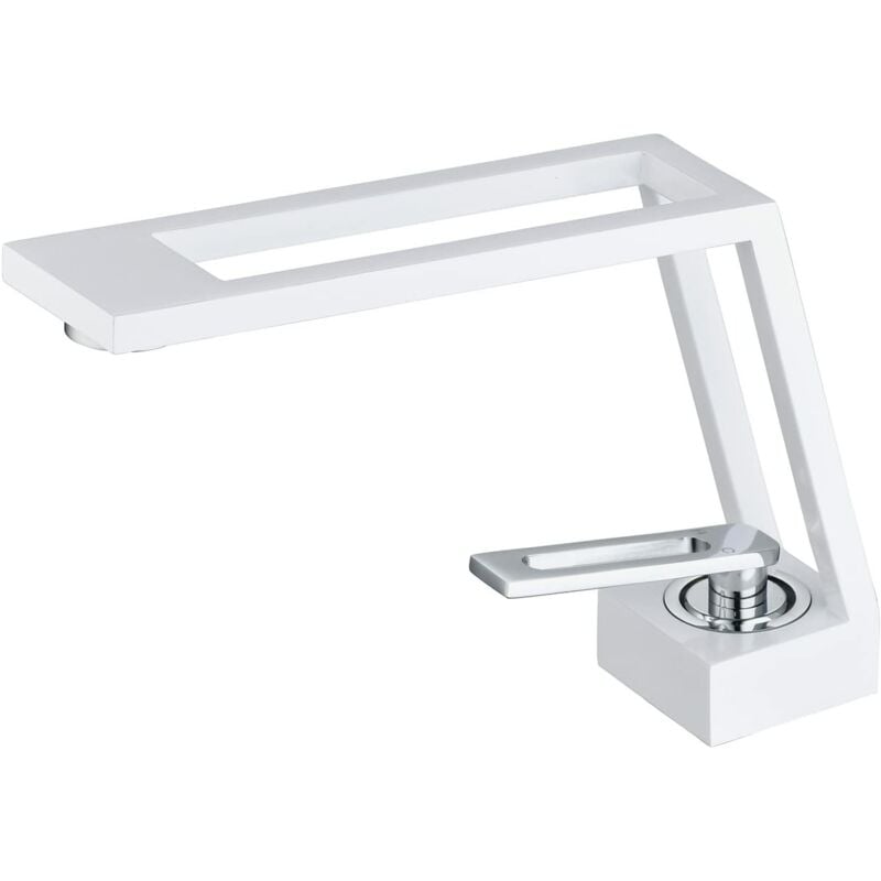 Mitigeur de lavabo - Robinet Salle de Bain - Blanc et Or - Réglable chaud et froid