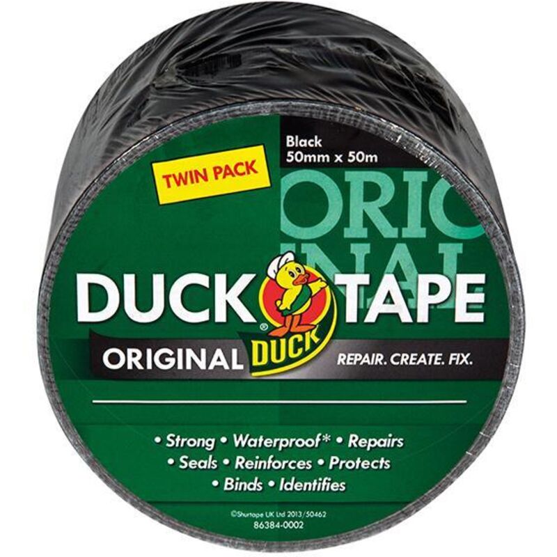 Tape® Original 50mm x 50m Black (2 Pack) - Duck