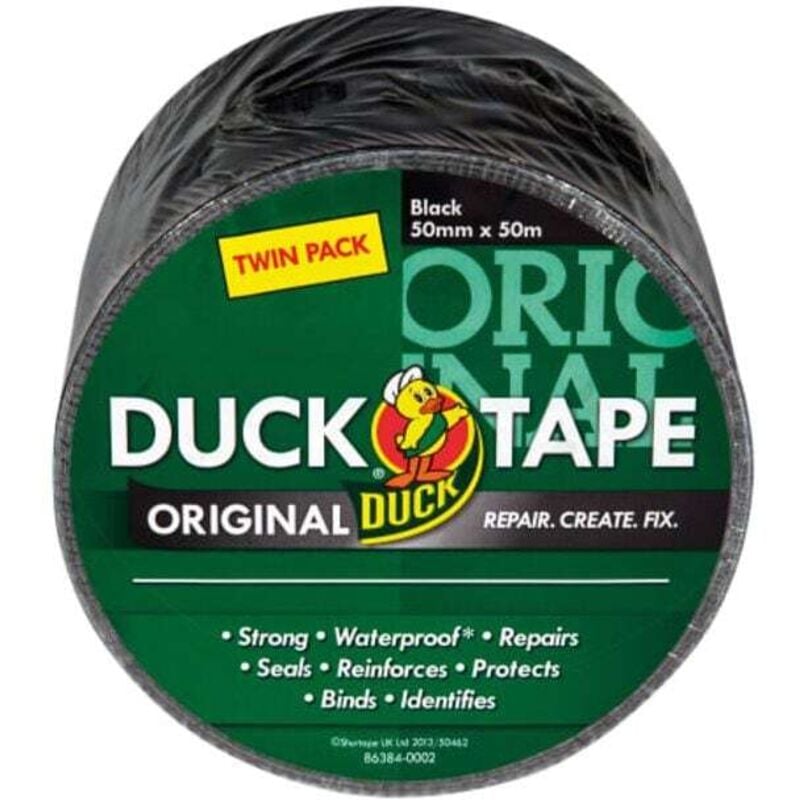 Tape® Original 50mm x 50m Black (2 Pack) - Duck