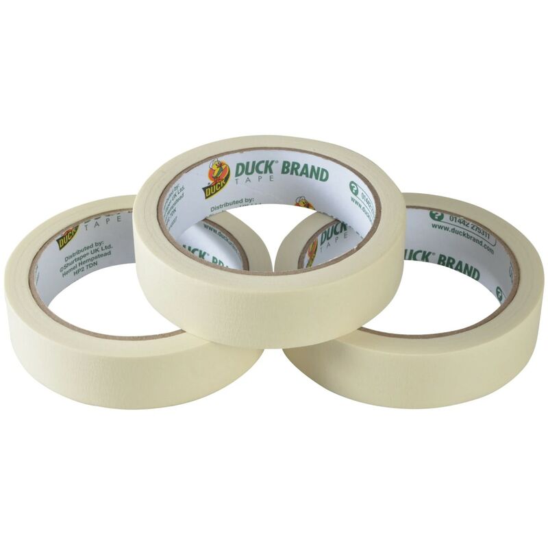 Duck - Triple Pack of 25mm Masking Tape Tape Decorators Tape 25m Length x3 Rolls