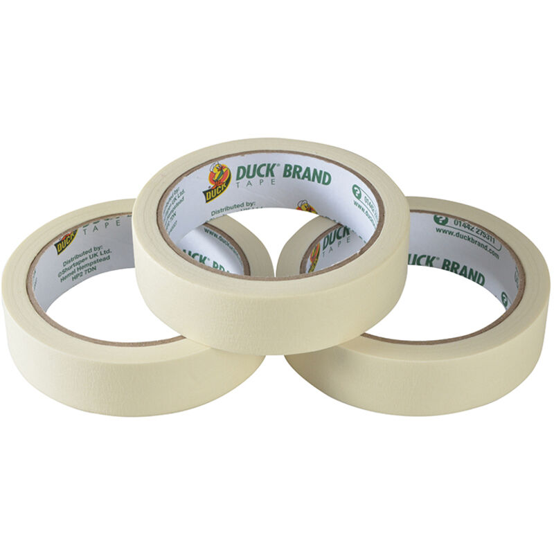 Duck - Triple Pack of 25mm Masking Tape Tape Decorators Tape 25m Length x3 Rolls