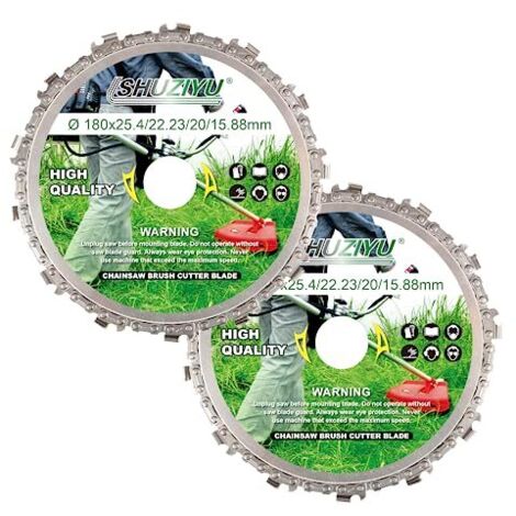 SHUZIYU, Dent de Tronçonneuse Circulaire 180mm, 2 Pièces, Lame Débroussailleuse, Arbre 25.4mm, Avec Adaptateur Rondelle 22.23-20-15.88mm, - 180mm Pièces