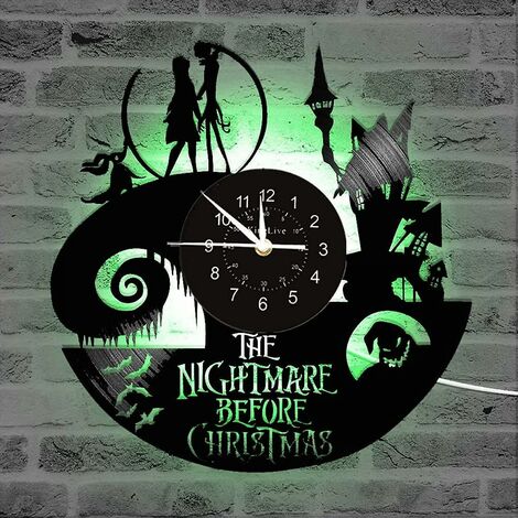 Shxx Vinyle Horloge Murale Horloge Murale Chambre D'enfants Idée Cadeau Personnages Pépinière Art Décor 12 Lp Record Horloge Led Veilleuse Lampe A906-2317