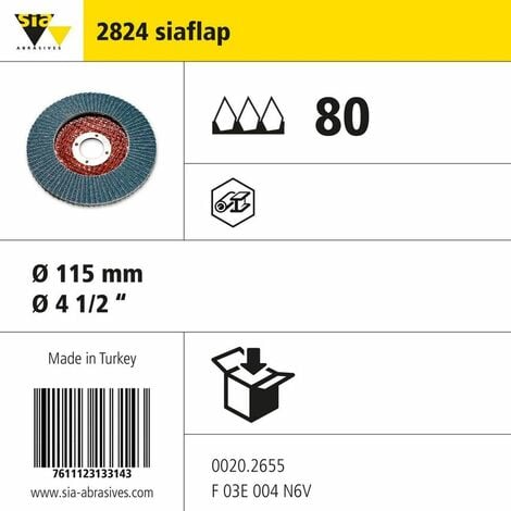 Sia Abrasives 2824 Siaflap Fibreglass Pads 115mm P80 No Holes Blue (Pack of 10)