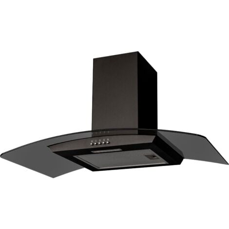 S.I.A SIA CGHS90BL 90cm Curved Black Glass Cooker Hood Kitchen Extractor Fan