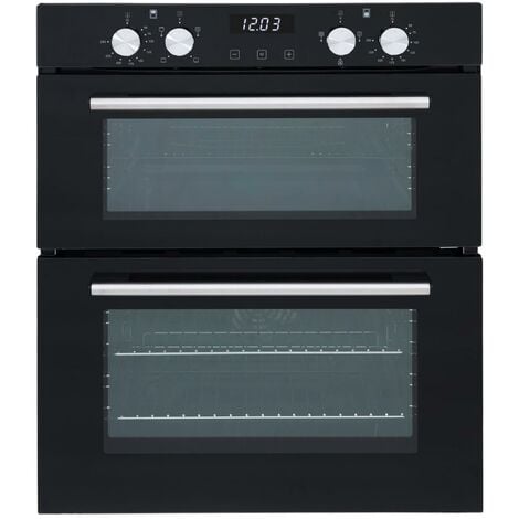 SIA DO101 60cm Black Built Under Double Electric Fan Oven With Digital Timer