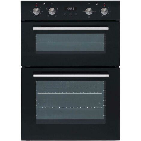 SIA DO102 60cm Black Built In Double Electric True Fan Oven With Digital Timer