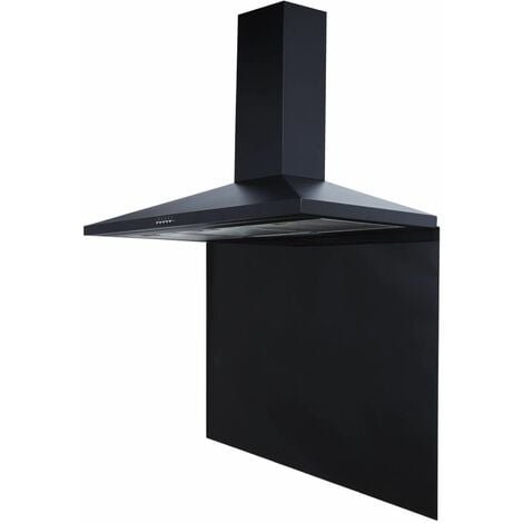 S.I.A SIA SP90BL 90cm x 75cm Black Toughened Kitchen Glass Splashback