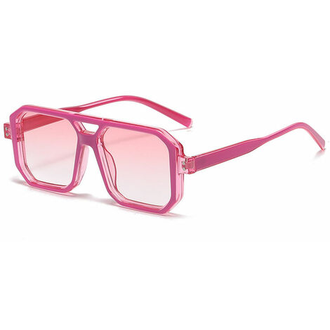 Siamois classique une pièce lunettes de soleil design rétro élégant sans monture pour les femmes (poudre de cadre en poudre dégradée)