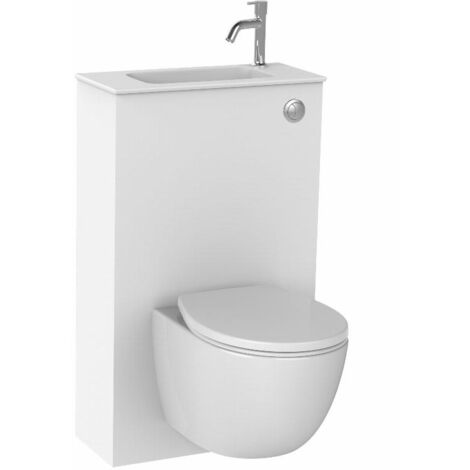 Siamp – Pack WC Trio suspendu avec cuvette et lave-main – Bâti-support BCS Verso 800 – Cuvette SENTO 2,5/4L – Abattant Vence Premium – 10005127