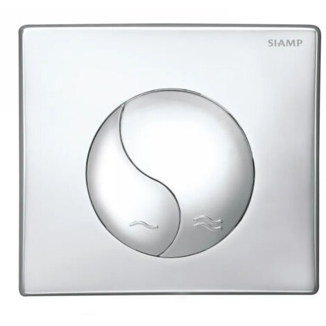 Siamp – Plaque de commande WC double volume – Finition chromée brillante – Dimensions 200x180x22mm – Compatible avec châssis inclus
