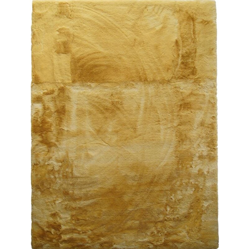 Thedecofactory - siberie - Tapis imitation fourrure extra-doux jaune 120x160