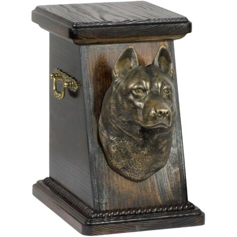 Siberian Husky, Siberian Husky - eine Urne für Hundeasche, eine elegante Urne mit einer Statuette, eine Gedenkurne mit einer Hundebüste von Art-Dog