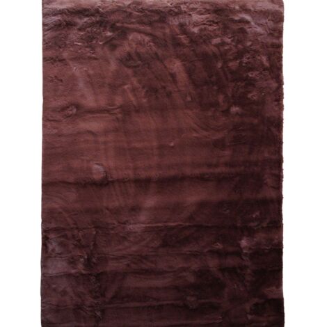 SIBERIE - Tapis imitation fourrure extra-doux marron 120x160