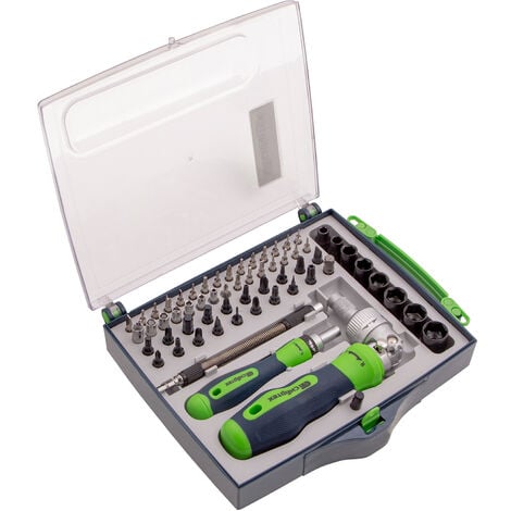 SIBRTECH - Coffret tournevis réversibles + jeu d'embouts - 61 pièces