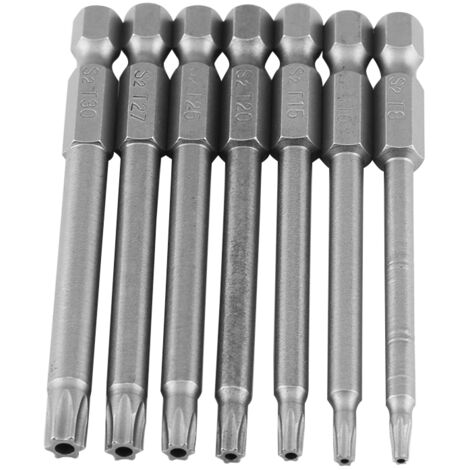 sichere magnetische Schraubendreherbits T8 bis T30, 1/4"-Sechskantschaft, S2-Stahl, 75 mm Länge