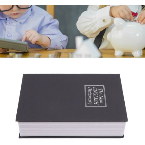 Sichere Münzbox für Kinder-Formenwörterbuch mit Zahlenschloss – Silberne Box, Geheimbuch, Geburtstagsgeschenk, Schwarz