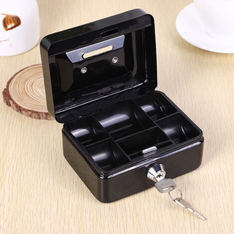 Sicherer Tresor mit Münzfach  Metall-Aufbewahrungsbox mit Schlüssel  Mini-Tresor für Zuhause und Auto, schwarz