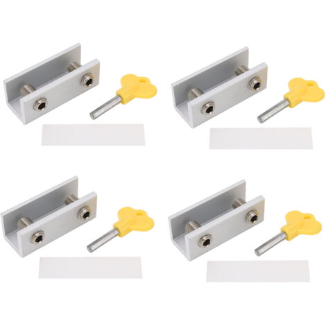 Sicheres Fensterschloss, verstellbarer Türstopper für Schiebetüren mit Schlüssel, für Kinderzimmer, Aluminium und Edelstahl, 4-teiliges Set