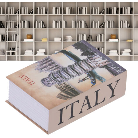Sicherheitsbox in Buchform mit verstecktem Code für Schmuck, Geld, Dokumente, Karten [Modell: Password] Material: Strukturiertes Papier + Edelstahl [Größe: 18 x 11,6 x 5,5 cm]