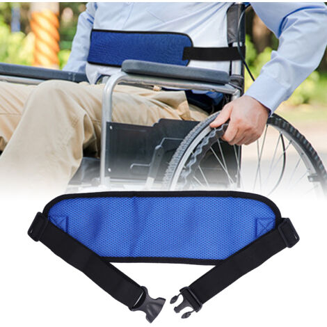 Sicherheitsgurt für Rollstühle – Sandfarbenes Netzgewebe – Größe 42 x 13 cm, Blau – Schnelle und einfache Montage – 1 Stück