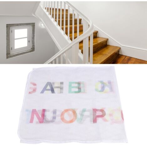 Sicherheitsnetz für Babys [Treppengeländer] Robustes Absturzsicherungsnetz aus Polyester + PE, 3 m x 73 cm, inklusive 15 Befestigungselementen und 25 Seilen, niedliches Musterdesign für Balkon/Haus